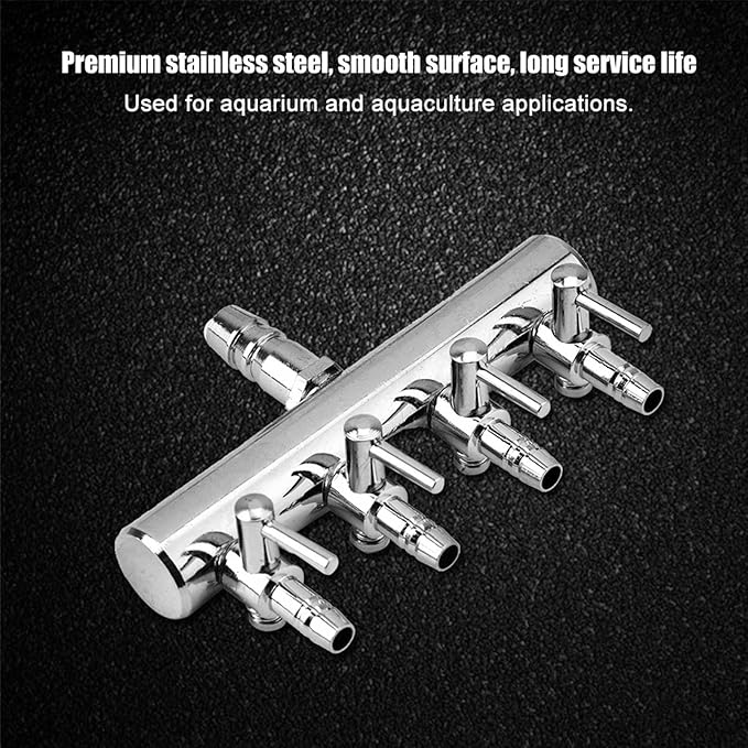 Aquarium Air Valve, Air Splitter Aquarium Tubing Connectors, Steel Aquarium Air Pump Accessories, Aquarium Aalve Aplitter for Fish Tank Air Pumps (8 to 4mm Four-Hole Splitter Head)
