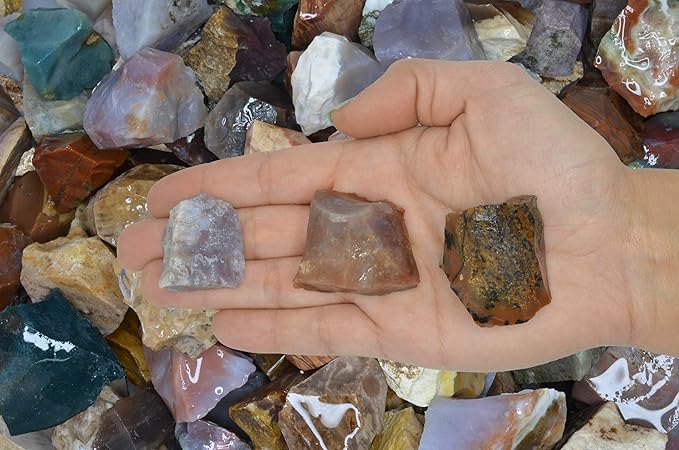 Fantasia Materials: 5 lbs of Assorted Types of Fancy Jasper Rough Stones from India