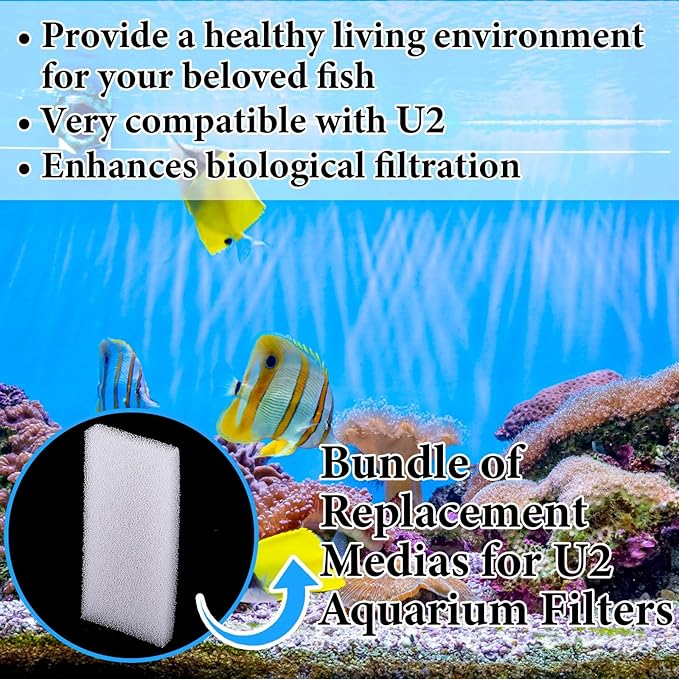 Nosiny 10 Pcs Filter Pad Compatible with Fluval U2 Underwater Sponge Aquarium Filter Media Replacement Accessories Compatible for Aquarium, Fish Tank