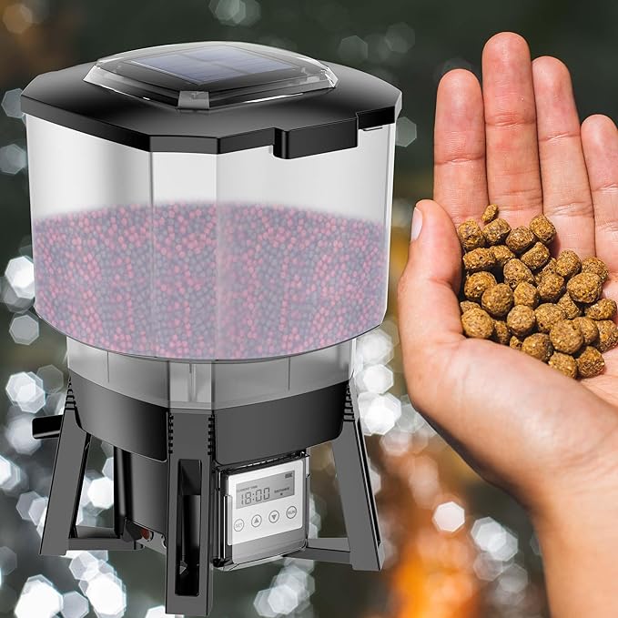 SunSun Automatic Solar Power Pond Feeder 12L Container CFF-212 - Fish Food - Precise Programming, Feeding Control