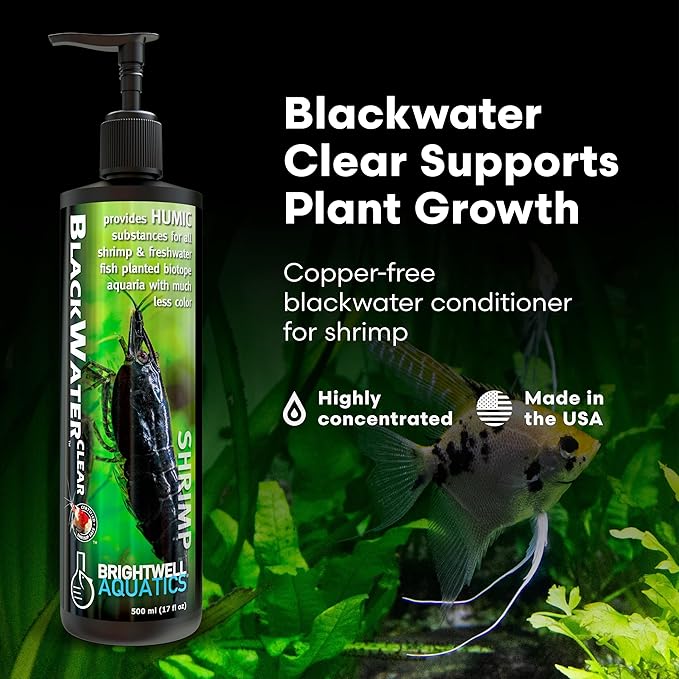 Brightwell Aquatics Shrimp BlackWaterClear Copper-Free Humic Fulvic Acid Enhances Freshwater Chemistry Boosts Nutrient Uptake Supports Spawning in Blackwater, 125 ml