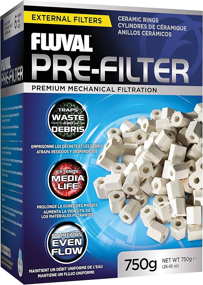 Fluval Pre-Filter Media, Mechanical Filter Media for Aquariums, Ceramic Rings, 26.45 OZ