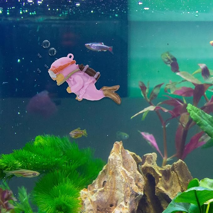 Diver Aquarium Decorations, Floating Diver Fish Tank Decorations, Floating Cartoon Diver Decor, Fun Floating Fish Decoration, PVC Diver Decoration, Purple, 1 Set