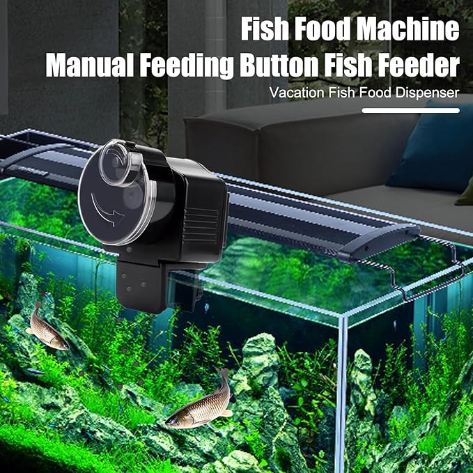 YOXIER Automatic Fish Feeder,60ml Automatic Fish Feeder for Aquarium,Adjustable Fish Food Dispenser Holiday Timer for Pellets Flakes & Strips,Battery Operated Vacation Timer Fish Feeder Automatic Dis