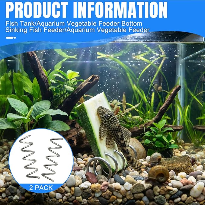 Fish Tank/Aquarium Vegetable Feeder,Bottom Sinking/Aquarium Vegetarian,Fresh Food Holder for Fish,Malawi Cichlid/pleco Fish/Clown Loach/Snails etc,2 Pack