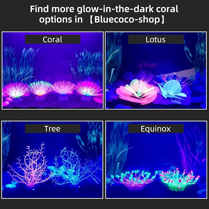 Soft Silica Gel Moves Naturally with Water Flow, Aquarium Decorations Glow in The Dark, Glowing Coral Ornaments for Fish Tank Decorations (Green, Kelp)