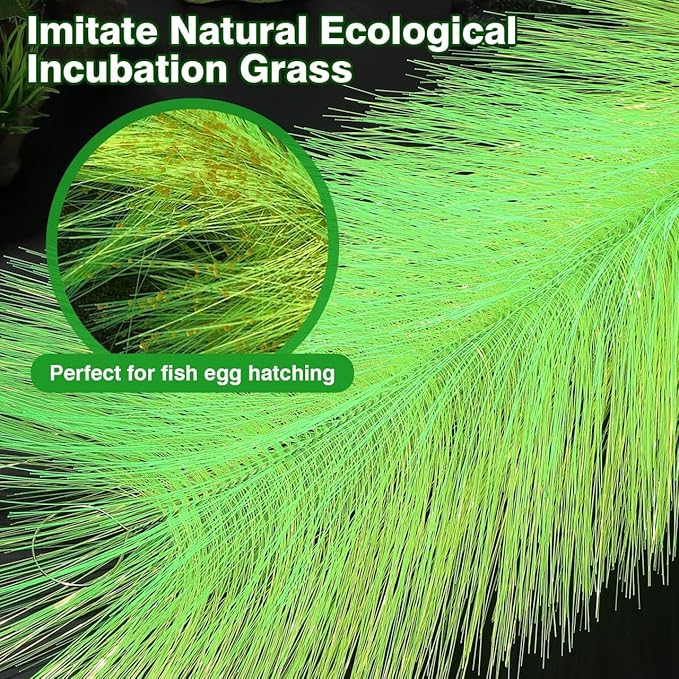 Ipetboom 2 Pcs Baby Fish Breeding Grass: Aquarium Hatching Brush Aquatic Decorative Fry Hideout - Fish Tank Simulation Water Plants for Livebearers and Egg Layers, 60 x 15cm/5.9 x 23.6 in