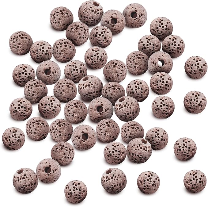 SunGrow Betta Lava Beads, Lightweight Substrate for Fish Tanks, Decorative Gravel for Aquariums, Brown Volcanic Lava Rocks for Filtration, 0.2", 50 Pcs per Pack