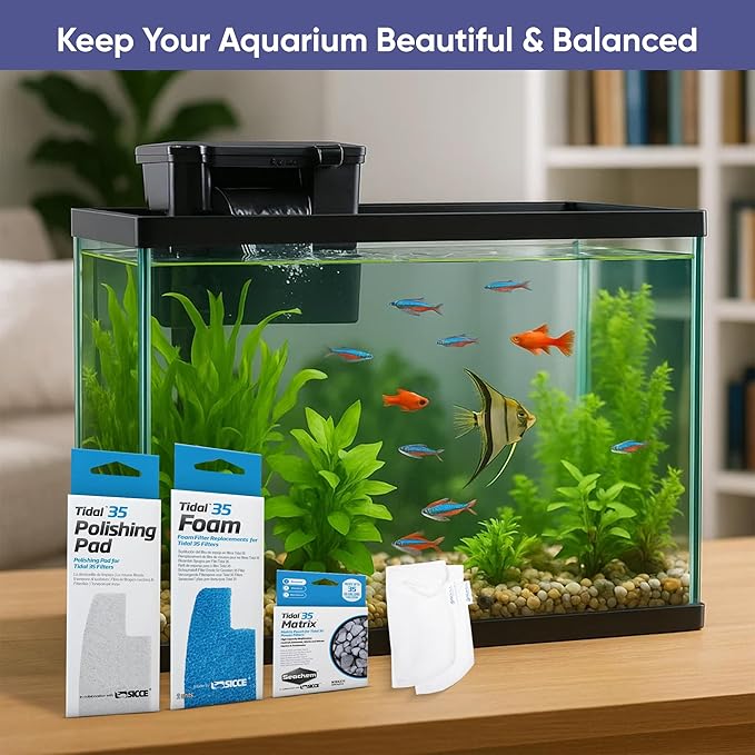 Tidal 35 Filter Maintenance and Replacement Filter Media Kit, Including Aquarium Filter Media Bags (Tidal 35 Polishing Pads, Tidal 35 Foam Filter Sponge, Tidal 35 Matrix Bio Media)