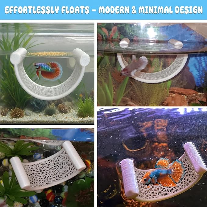 White Betta Fish Hammock – Minimalist Floating Rest Platform for Shrimp, Nano Fish, and Bettas – Clean Aquarium Perch Ledge, Aquascape Decor for Low Flow Tanks, Floating Bed for Small Fish