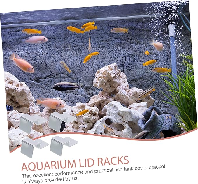 Kisangel 8pcs Sturdy Stainless Steel Aquarium Lid Holders Fish Tank Glass Cover Racks Non-Skid Clips for Secure Lid Support for Thick Glass for Fish and Aquatic Pets