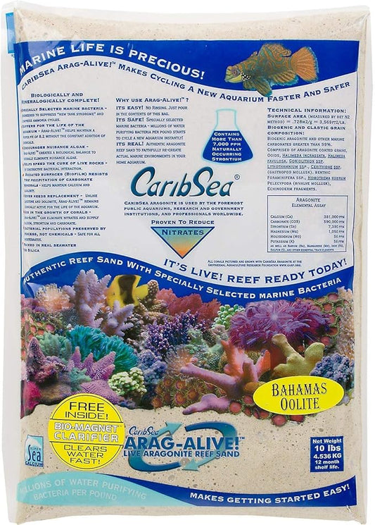 Caribsea Arag-Alive Bahamas Oolite Aquarium Sand, 10-Pound