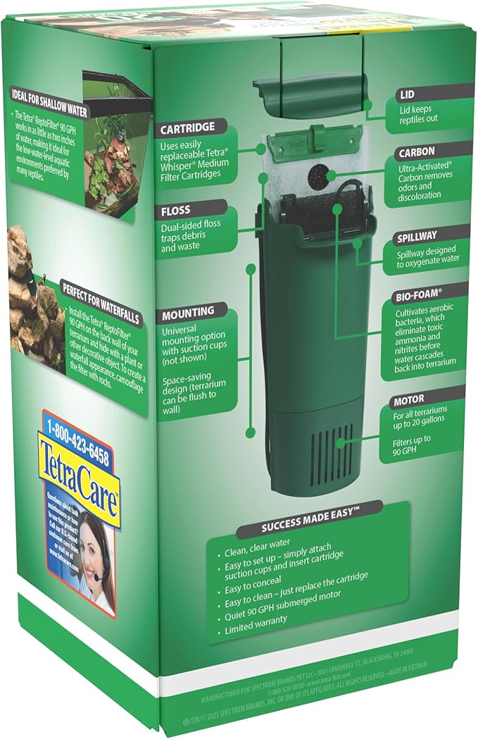 Tetra ReptoFilter, Terrarium Filtration, Keeps Water Clear