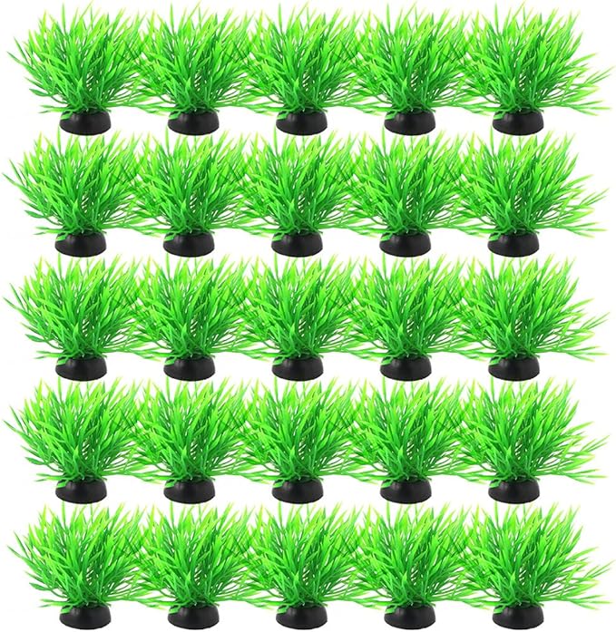 uxcell Plastic Aquarium Fish Tank Decoration Artificial Plant Ornament 20pcs Green Black