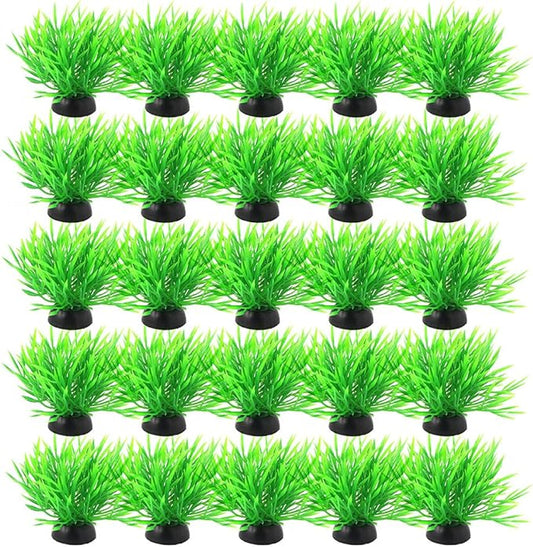 uxcell Plastic Aquarium Fish Tank Decoration Artificial Plant Ornament 20pcs Green Black