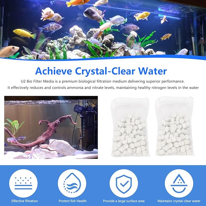 2 Pack of Bio-max Aquarium Filter Media Replacement for Fluval U Underwater Filter, 3.88Oz/110g Bio Ceramic Rings Filter Media for U2/U3/U4 Filters