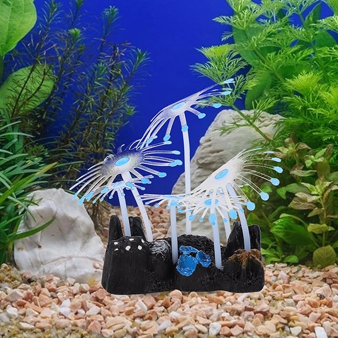 Artificial Fluorescent Anemone Plastic Aquariums Plant Aquarium Décor Plastic Plants Glowing Anemone Tanks Plant Artificial Anemone Coral Accessories