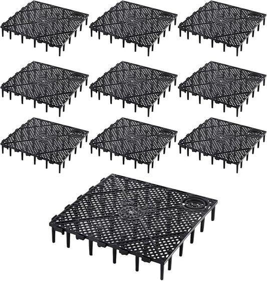10 Pieces Aquarium Bottom, Grid Divider Tray Sand Gravel Accessories, Black