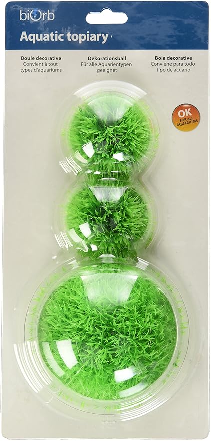 biOrb Aquatic Topiary Ball Set, Colorful and Durable Aquarium Decorations, Green
