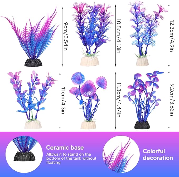 Betta Fish Tank Decor Accessories, Colorful Coral Reef Aquarium Decor Set with Coral Mountain Hideout, Starfish Bucket and 6 Aquatic Plants, Fish Aquarium Decor for Beta Fish Aquariums and Betta Fish
