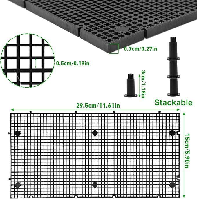 LINLAN 4 Pieces High-Density Aquarium Grid Plastic with 24 Brackets, Fish Tank Divider, Egg Crate for DIY Filtration and Bottom Protection in Aquascaping