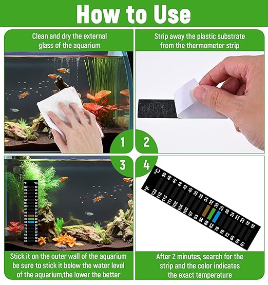 6 Pack Temperature Strips, Stick On Thermometer Strip 61-122°F 15-50°C, Aquarium Thermometer Strips for Aquarium