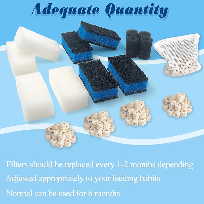 NEWKE 4 Sets of Upgraded Three-Stage Filtration Tank Filter for AquaClear 50 Power Filter, 4 Sets of Maintenance Kit Replacement for Fish Tank Filter for 20- to 50-Gallon Aquariums
