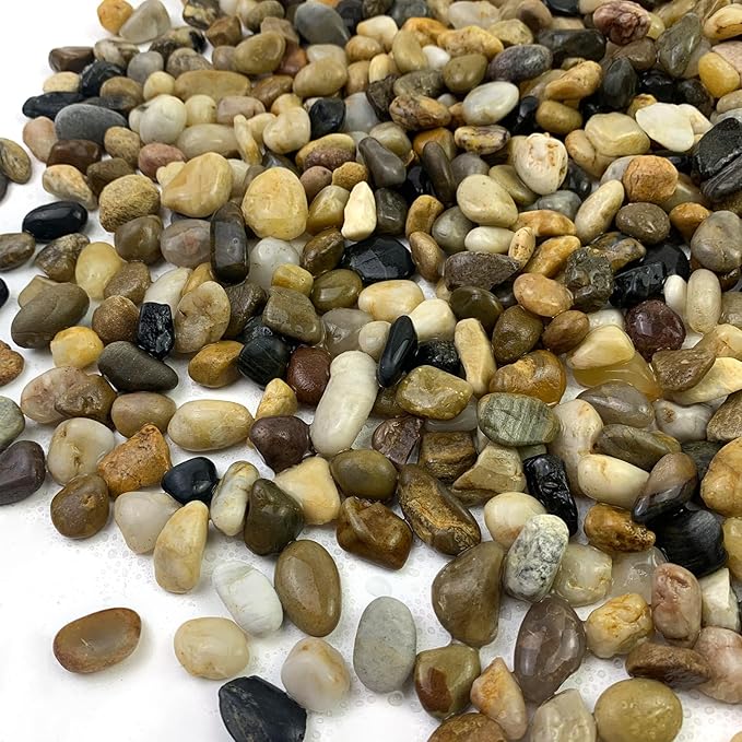 FANTIAN 10 lbs Pea Gravel for Landscaping, 2/5 Inch Size Mixed Color River Rocks for Aquarium, Succulent, Vase Fillers, Cactus Bonsai, Plant Soil Cover and Outdoor Garden Rocks.