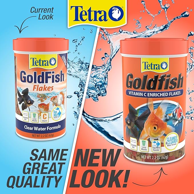 Tetra Goldfish Flakes, Nutritionally Balanced Diet for Aquarium Fish, Vitamin C Enriched Flakes, 7.06 oz (Pack of 2)