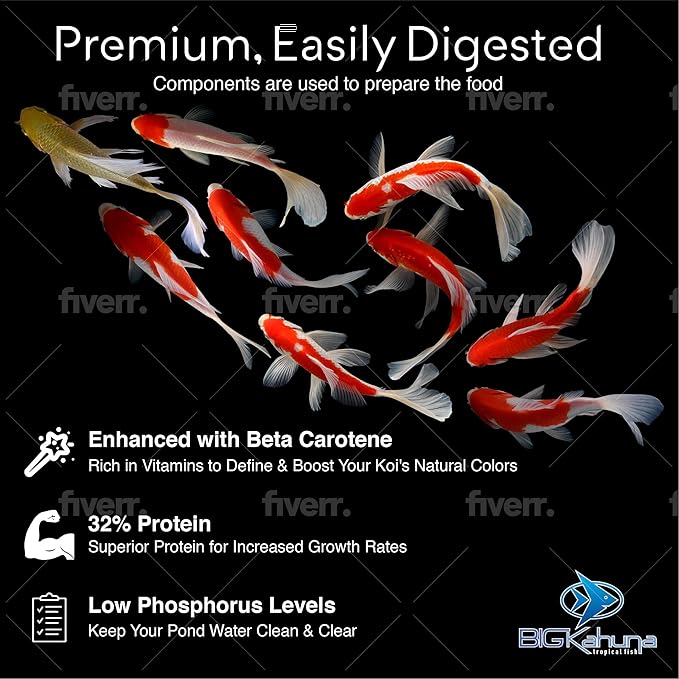 Big Kahuna Koi Fish Food for Ponds 20lbs - Koi Food for Pond Fish Food Pellets – 3/16-1/4 Floating Pond Pellet