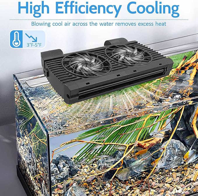 Upgrade Aquarium Fan with Memory Function,Fish Tank Cooling Fan,Aquarium Cooler Water Chiller for Axolotl Betta Fish Accessories with Adjustable Speed and Timer