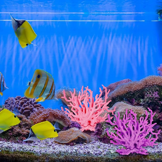 TOPZEA 4 Pack Artificial Aquarium Coral Decor, Plastic Faux Coral Reef Decorative Cute Fish Tank Decorations, Under the Sea Centerpiece Realistic Ocean Plant Ornaments for Party, Living Room