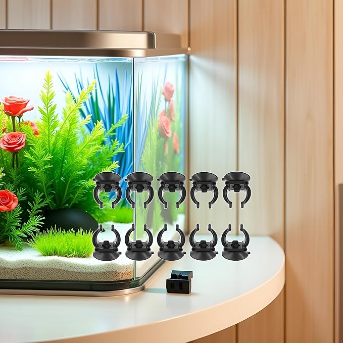 GANPUB 10PCS Black Suction Cup Fish Tank Aquarium Heater Rubber Clip Airline Tubing Glass Holder Pet Supplies Cost- Effective Fashion in Practical Aquarium Pumps and Filters(18-22MM)