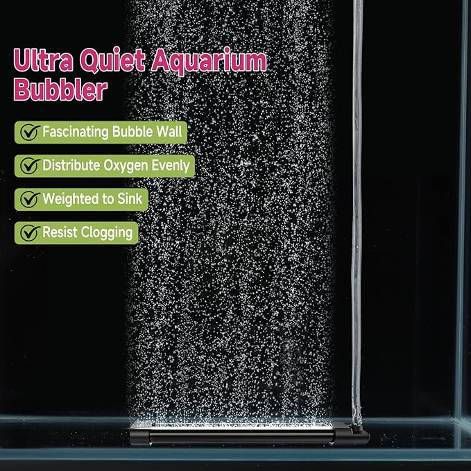 hygger Aquarium Bubble Curtain Wall, Quiet Fish Tank Air Stone with Accessories, High Dissolved Aquarium Bubbler Oxygen Diffuser Decoration for Freshwater & Saltwater