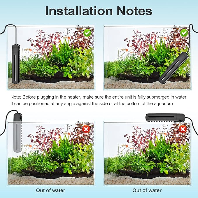 HiTauing Aquarium Heater, 100W/200W/300W/500W Fish Tank Heater with Upgraded LED Large Display, Up/Down Control Buttons and Intelligent Leaving Water Automatic Power-Off for Saltwater and Freshwater