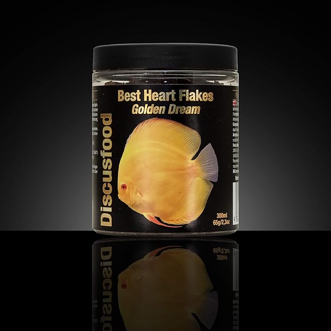 Discusfood Best Heart Flakes Golden Flakes - Premium Fish Food - 65g