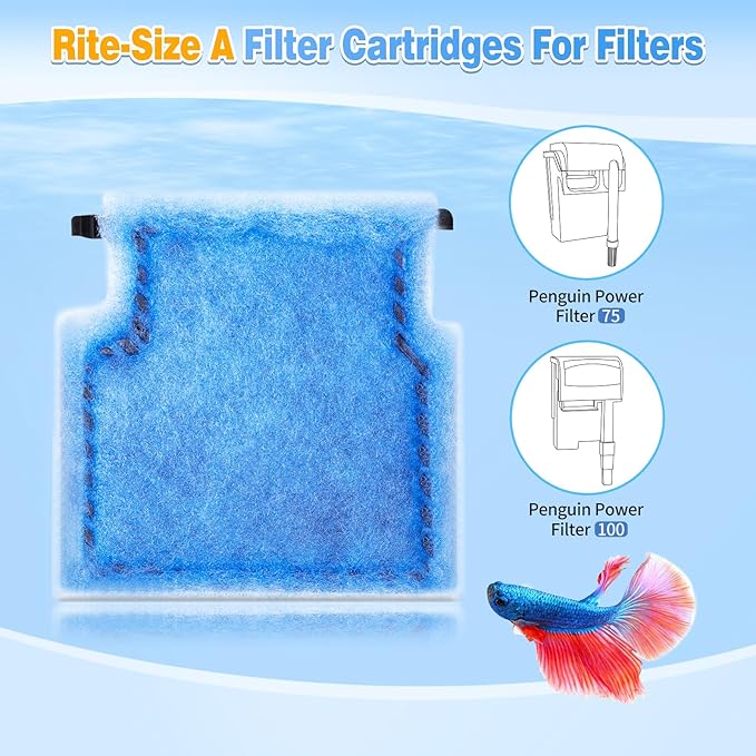 Umlecoa 8/16/32 Pack Rite-Size A Filter Cartridges Compatible with MarineLand Penguin Power Filters 75 & 100 - Rite-Size A Replacement Filter Cartridges Compatible with MarineLand Penguin Power Filter