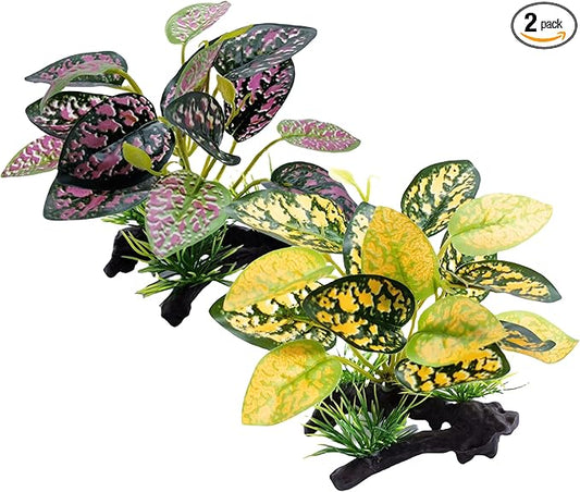 M2cbridge Artificial Fish Tank Plants Aquarium Plastic Plant Aquatic Water Grass Foreground Decor (2PCS Plastic Plants)