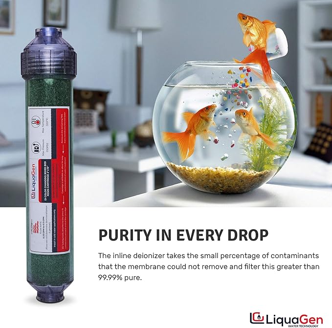LiquaGen - 7 Stage RO/DI Yearly Replacement Filter Kit - Pre Filters with Inline Deionization - Stage 1,2,3,5,6 & 7 | Reverse Osmosis Water Purifier Set w/Deionizer Water Filter for Pure 0 TDS Water