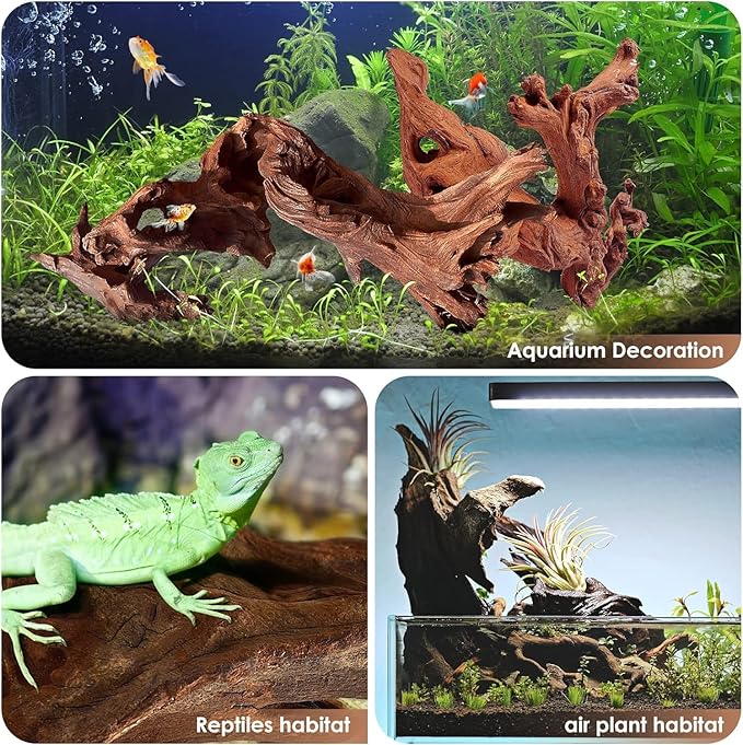 Jorewood Natural Large Aquarium Driftwood for Fish Tanks & Reptile Terrariums – Safe Fish Tank Decorations, Unique Twisted Branches 2-Piece 14-18 Inch Low Tannin, Easy to Sink