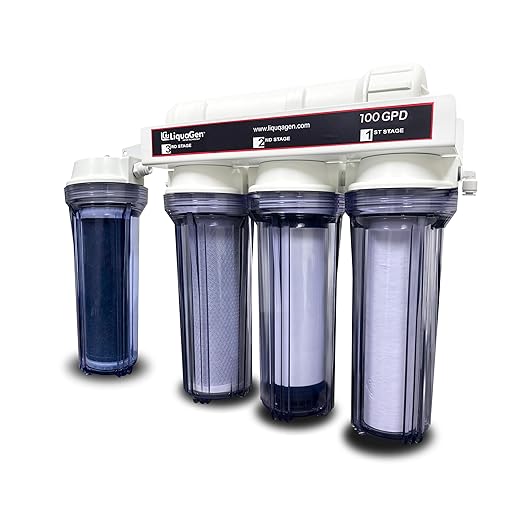 LiquaGen- Super Flow Reverse Osmosis & Deionization (RODI) Water Filtration System- 100 GPD | Ultra Pure Water Softener for 0 TDS/PPM Water | Water Purification System for Aquarium Filter Processes