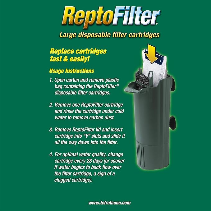 Tetra ReptoFilter Large Filter Cartridges for Terrariums, 3 Count, Fits TetraFauna ReptoFilter 50 gal