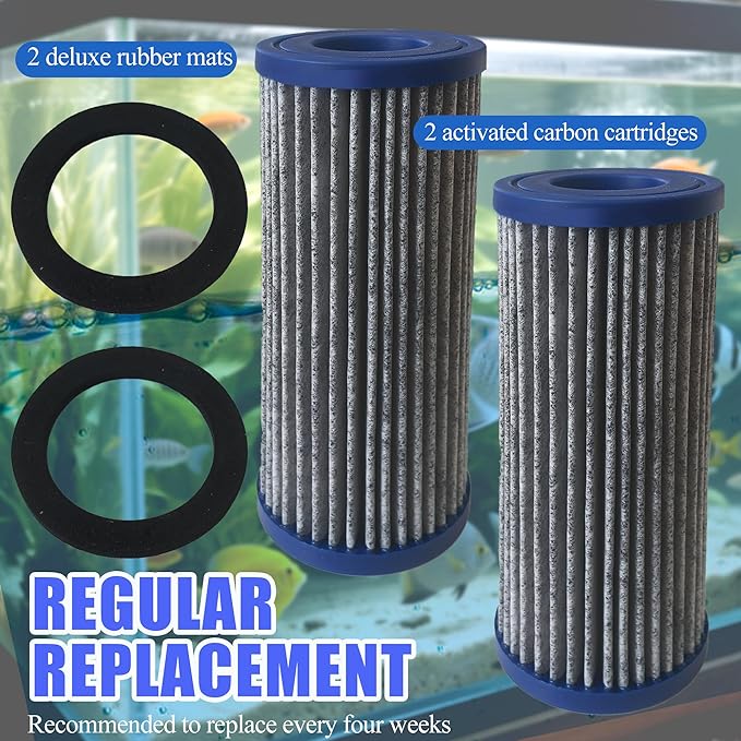 PurifyLogix 4PCS Upgraded Activated Carbon Micron Cartridge Replacement for Marineland Magnum Polishing Internal Canister Filters (ML90770), 2 Cartridge & 2 Rubber Gasket Compare to Part PA0140