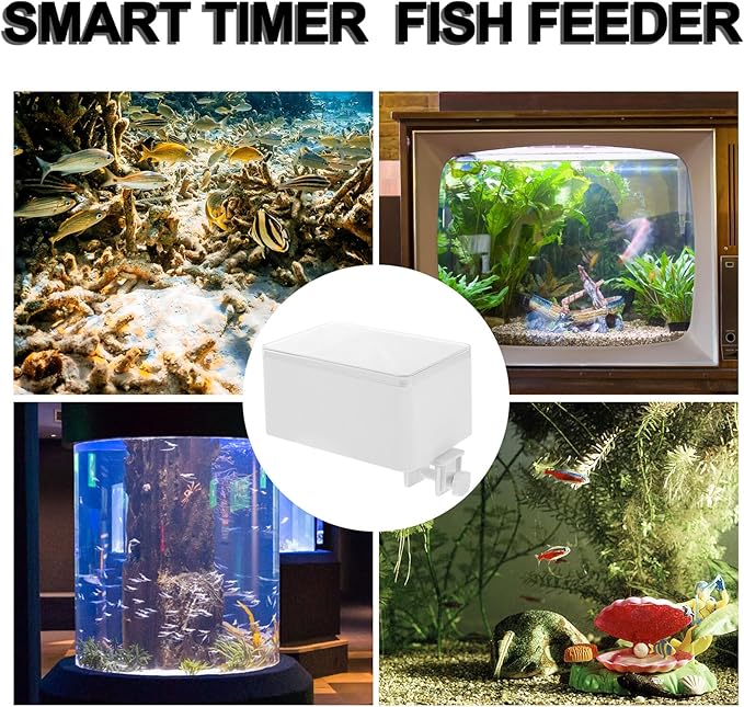 VICASKY Automatic Fish Feeder with Intelligent Timer Sealed Mini Fish Food Dispenser for Aquarium Feeding Supplies Suitable for Vacation and Daily Use