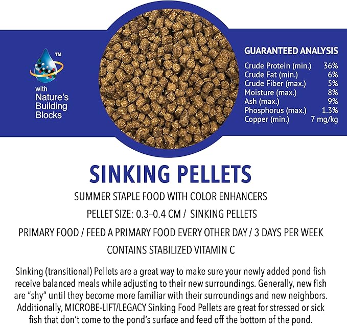MICROBE-LIFT Sinking Fish Food Pellets for Ponds, Water Gardens, and Fountains, for Live Goldfish and Koi, 40 Pounds