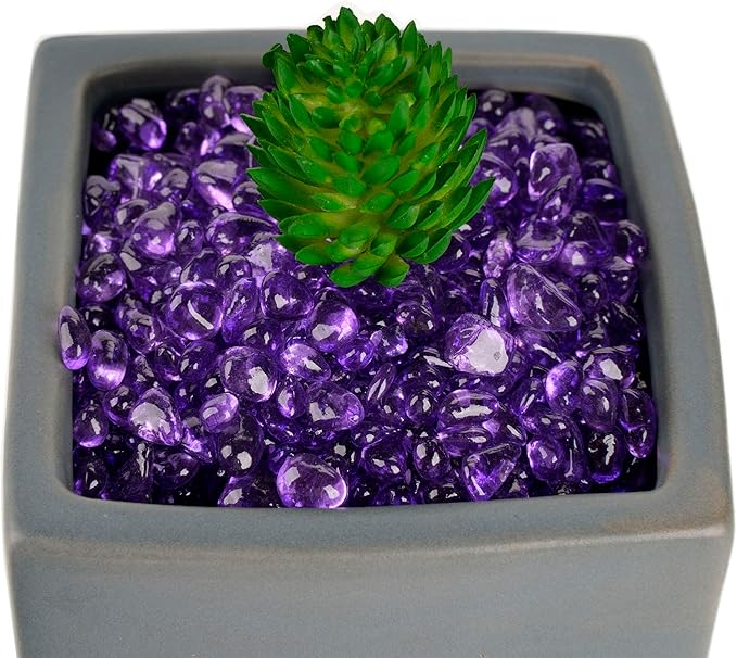 Glass Stones, 1Lb/460g Irregular Sea Glass Dercorative Rocks Non-Toxic Artificial Crystal Pebbles for Aquarium Decoration/Vase Filler/Table Scatter/Handcraft/Jewelry Making/Gems Display, Purple