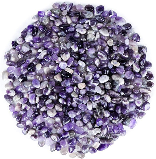 Colorful Agate 1lb Crystal Polished Tumbled Stones Irregular Shaped Crystal Chips Bulk Natural Gemstone Aquarium Gravel Rocks Vase Filler Fish Tank Gravel Home Decoration (Amethyst)