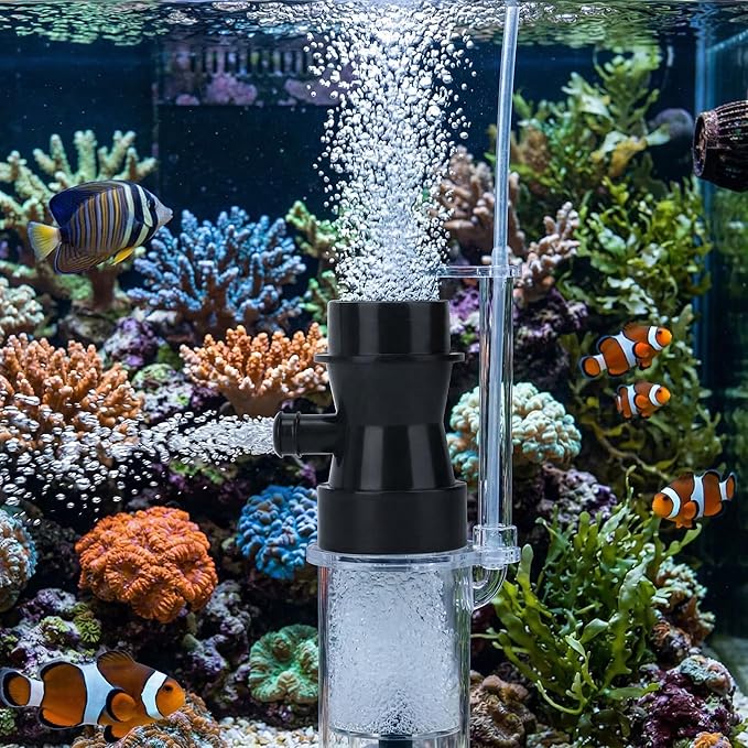 GLOGLOW Aquarium Venturi Tube Black Air Suction Nozzle for Protein Skimmer, Increase Air Intake Volume 14g, Both Ends 3cm 2cm Outer Diameter, for Saltwater Freshwater Tank Pump Separator U