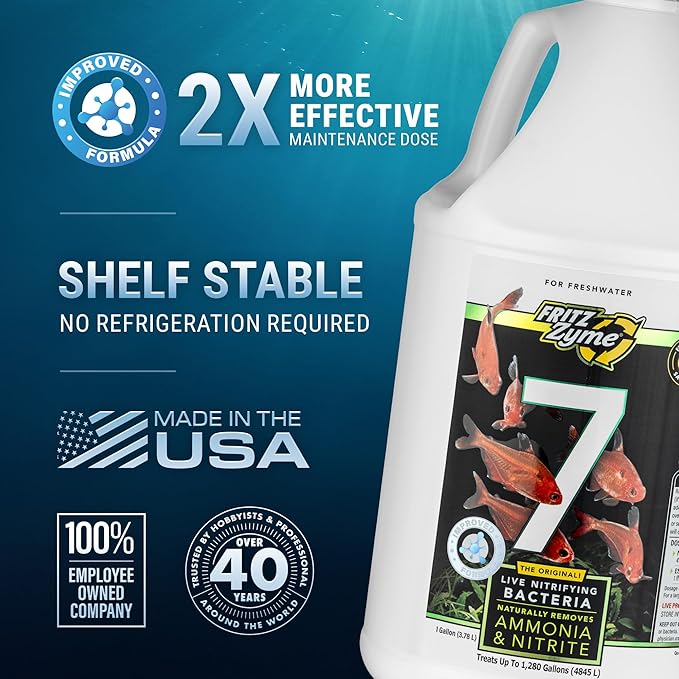 Fritz Aquatics FritzZyme 7 Live Nitrifying Bacteria Naturally Removes Amonia & Nitrite for Freshwater Fish (1-Gallon)