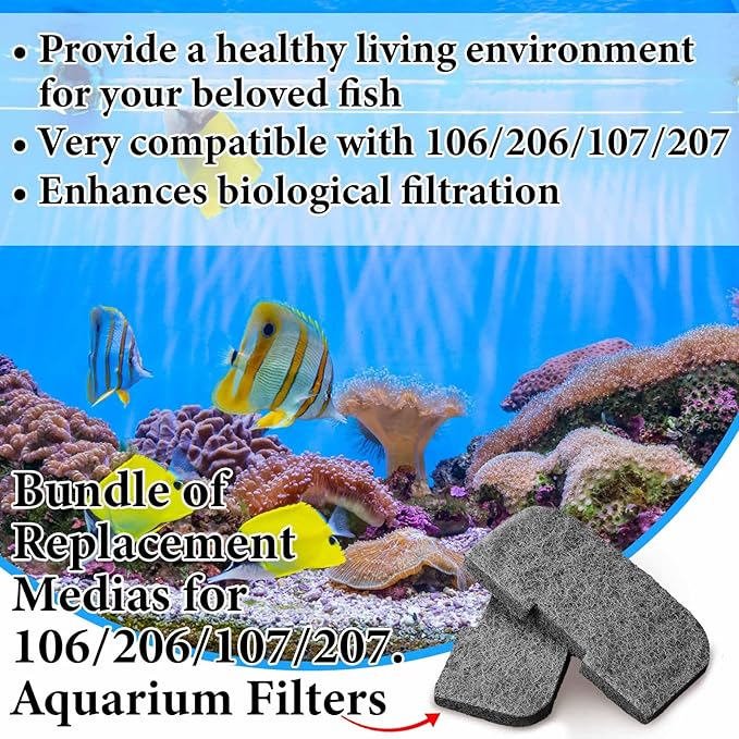 Threlaco 10 Pack Compatible with Fluval 106/206/107/207 Nitrite Remover Pads, Aquarium Canister Filter Media Replacement Pads for Fish Tank